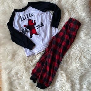 3/25$ Monkey Bars Little Bear Buffalo Red and Black Plaid Pajamas Size 5/6